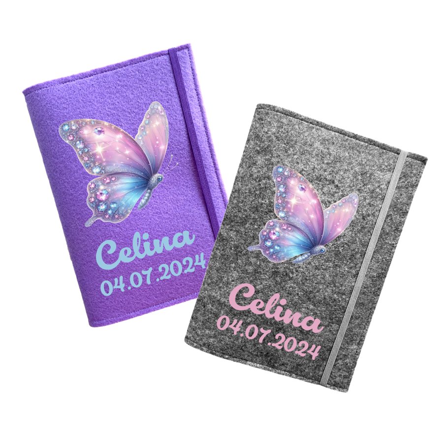 Gesundheitsheft Hülle Schmetterling rosa/lila