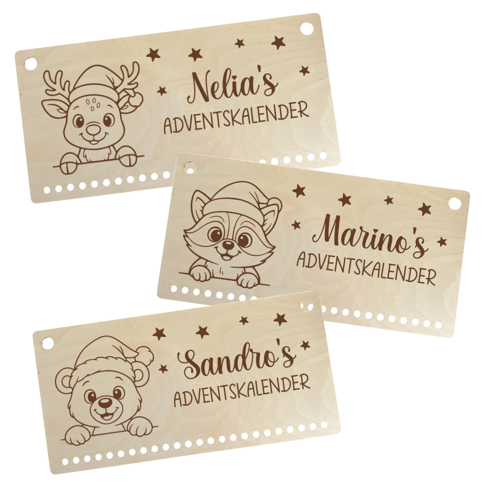 Wandadventskalender Tiere (graviert)